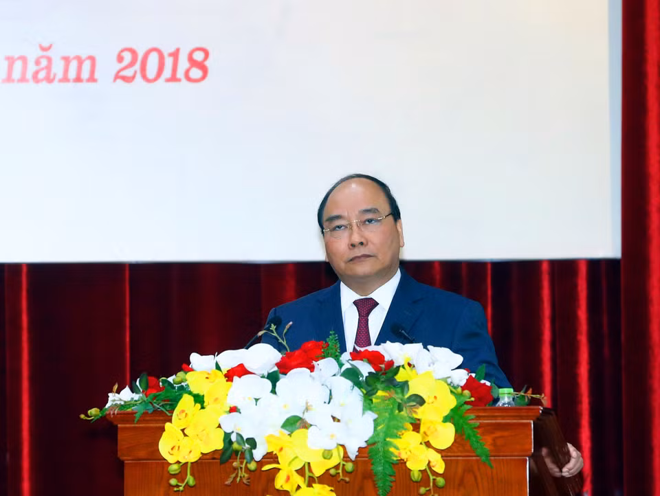 阮春福在会上发表指导性讲话。（图片来源：越通社）
