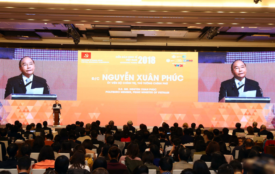 政府总理阮春福在对话会上发言。越通社记者 统一 摄