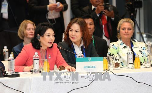 蒙古代表发表意见。越通社记者 伊晋 摄