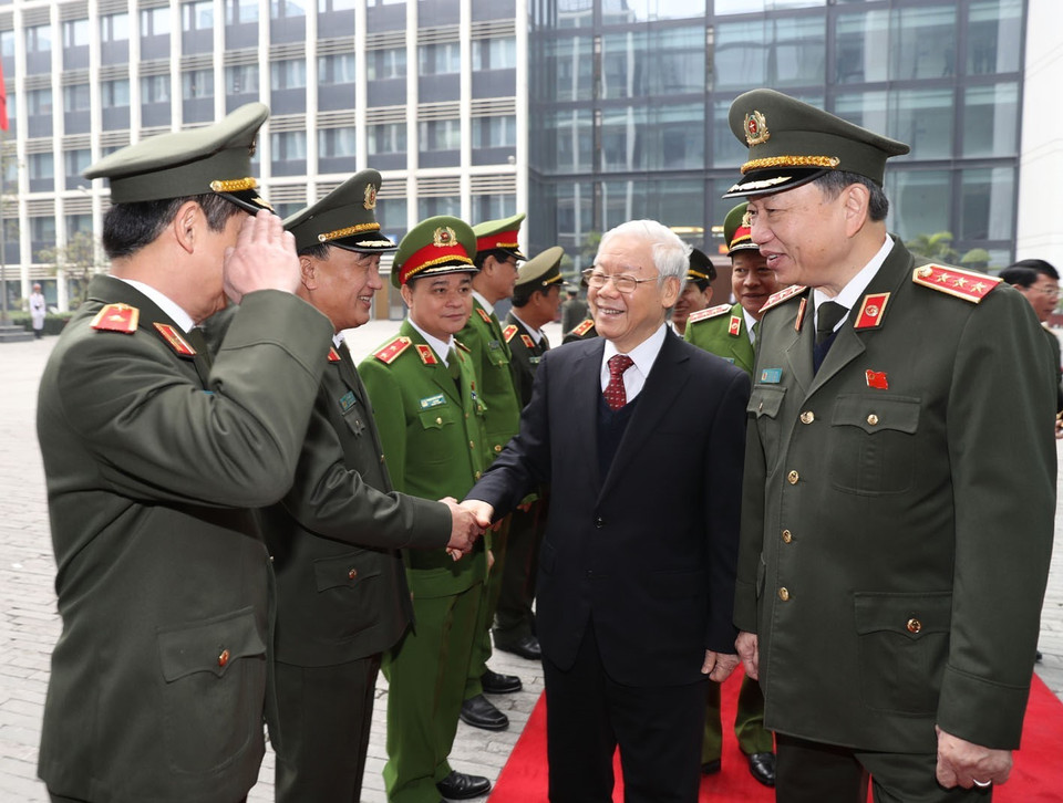 越共中央总书记阮富仲和各位代表。越通社记者智勇 摄