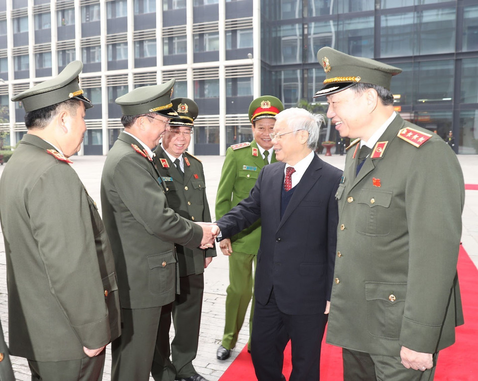 越共中央总书记阮富仲和各位代表。越通社记者智勇 摄