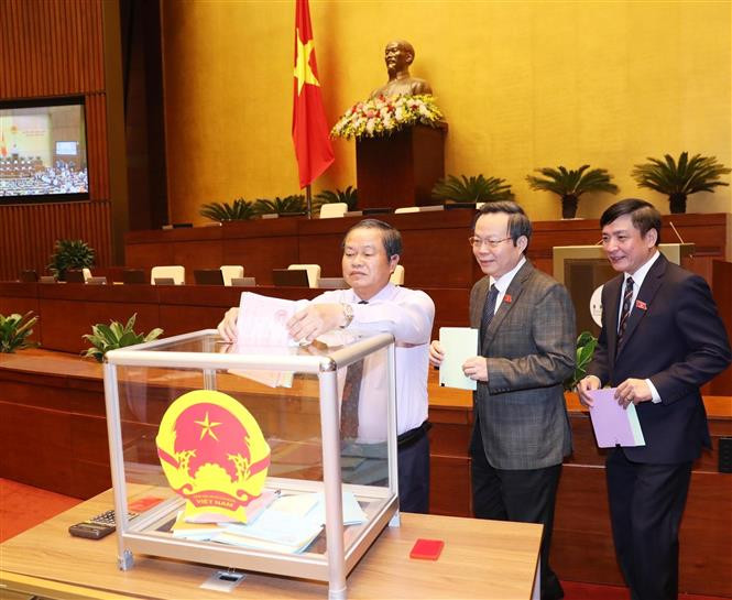 各国会代表对48名领导人投信任票。越通社记者 林庆 仲德 摄