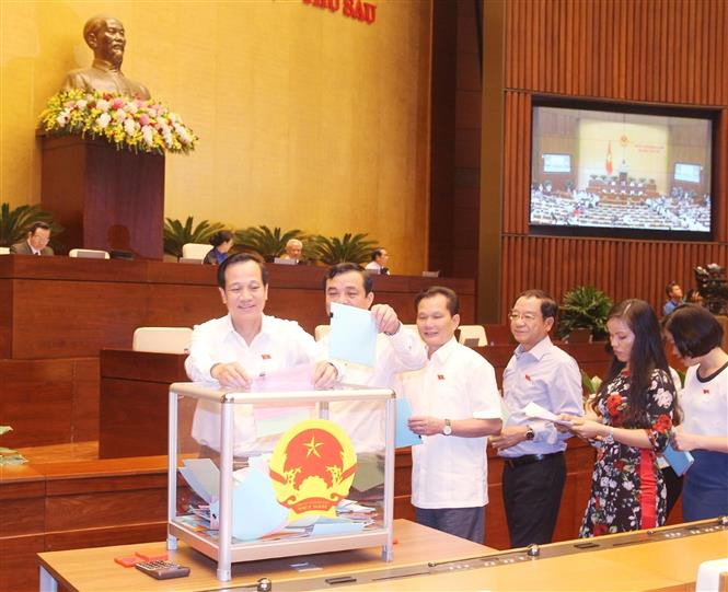 各国会代表对48名领导人投信任票。越通社记者 林庆 仲德 摄