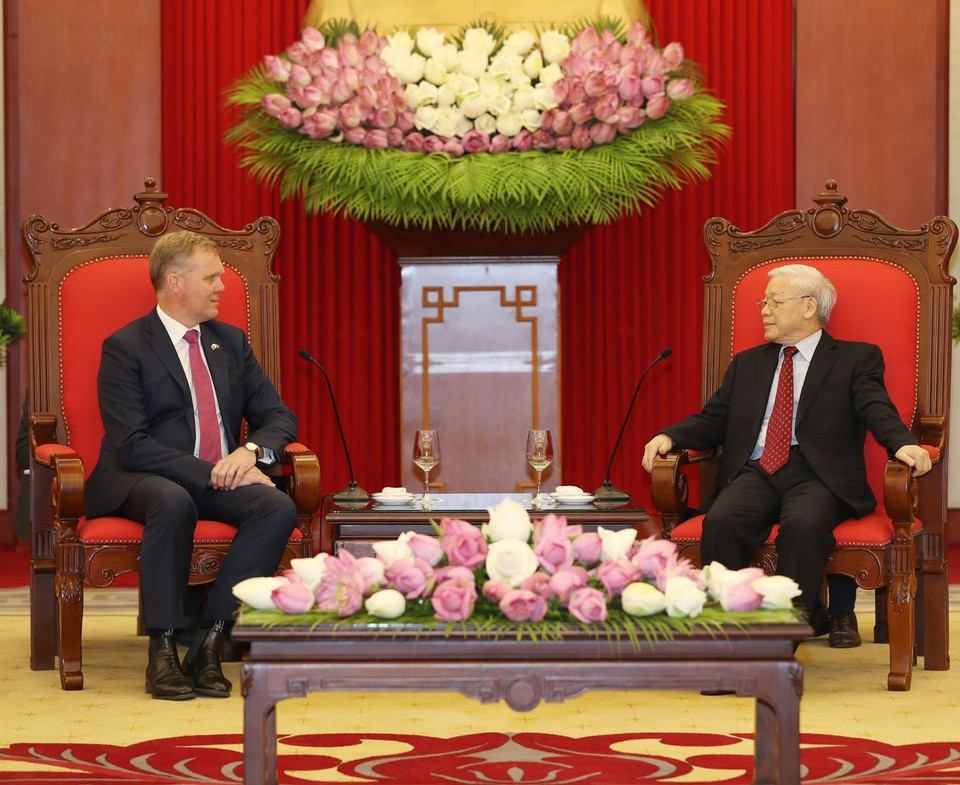 7月23日下午，越共中央总书记阮富仲会见澳大利亚众议院议长托尼•史密斯。越通社记者 智勇 摄