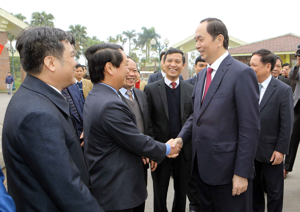 国家主席陈大光代表党、国家领导人出席2018戊戌年春节“祖国各地春色节”。越通社记者 尹晋 摄