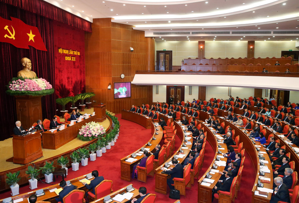 越共第十二届中央委员会第三次全体会议于年7月4日上午在首都河内开幕。（图片来源：越通社） 