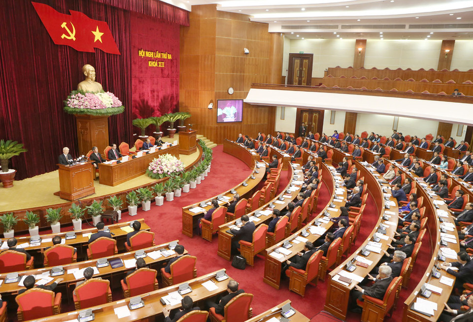 越共第十二届中央委员会第三次全体会议于7月4日上午在首都河内开幕。（图片来源：越通社） 