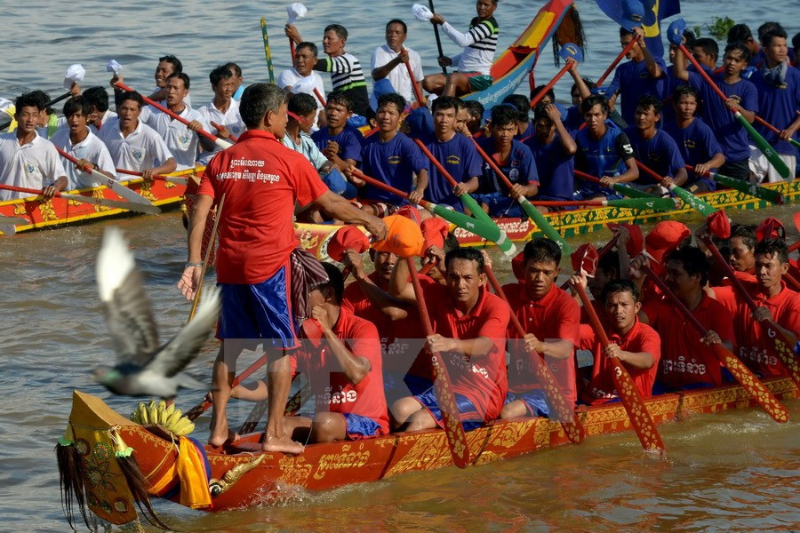 龙舟赛在洞里萨湖举行（图片来源：越通社）