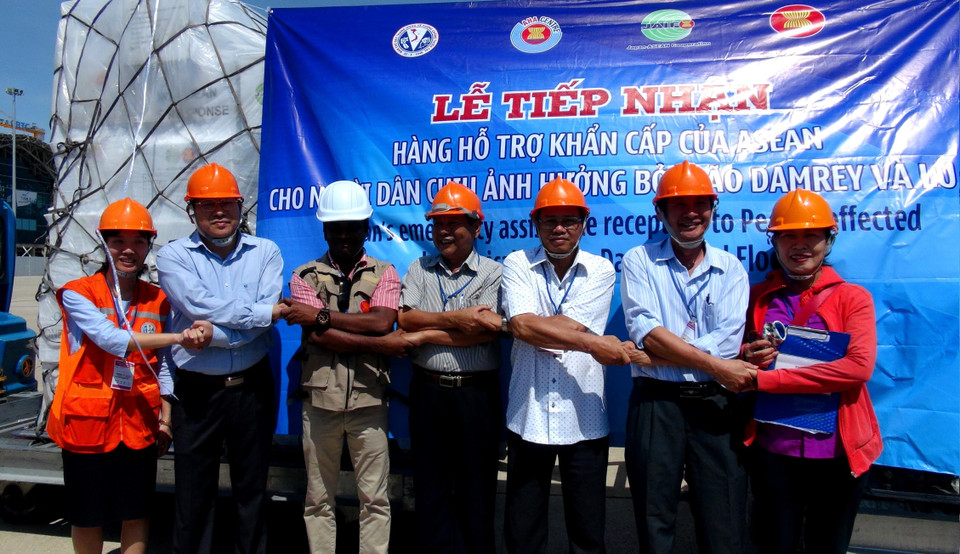 越南受灾群众提供的救灾物资。（图片来源：越通社）