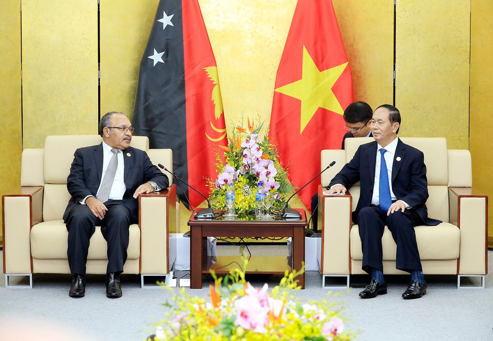 越南国家主席陈大光会见巴布亚新几内亚总理彼得·奥尼尔（图片来源：越通社）