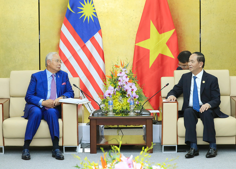越南国家主席陈大光会见马来西亚总理纳吉布（图片来源：越通社）