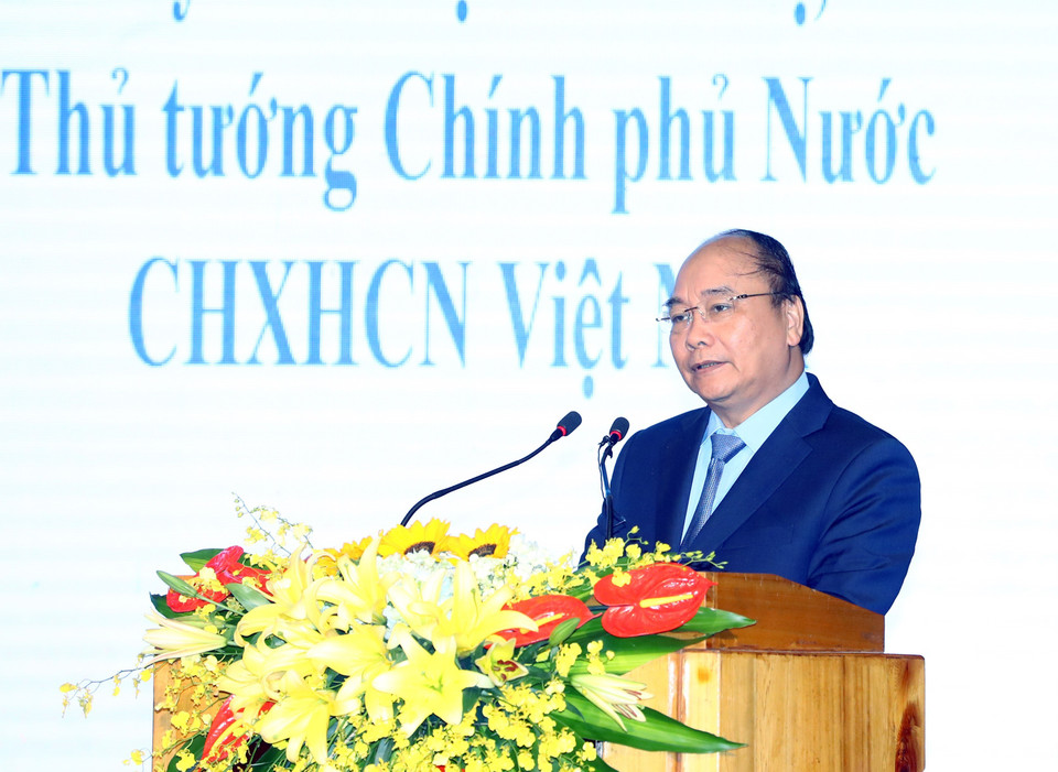 阮春福在会上发表讲话。（图片来源：越通社）