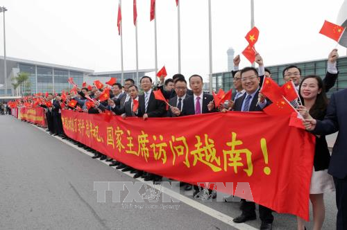 在河内内排国际机场举行的欢迎仪式。（图片来源：越通社）