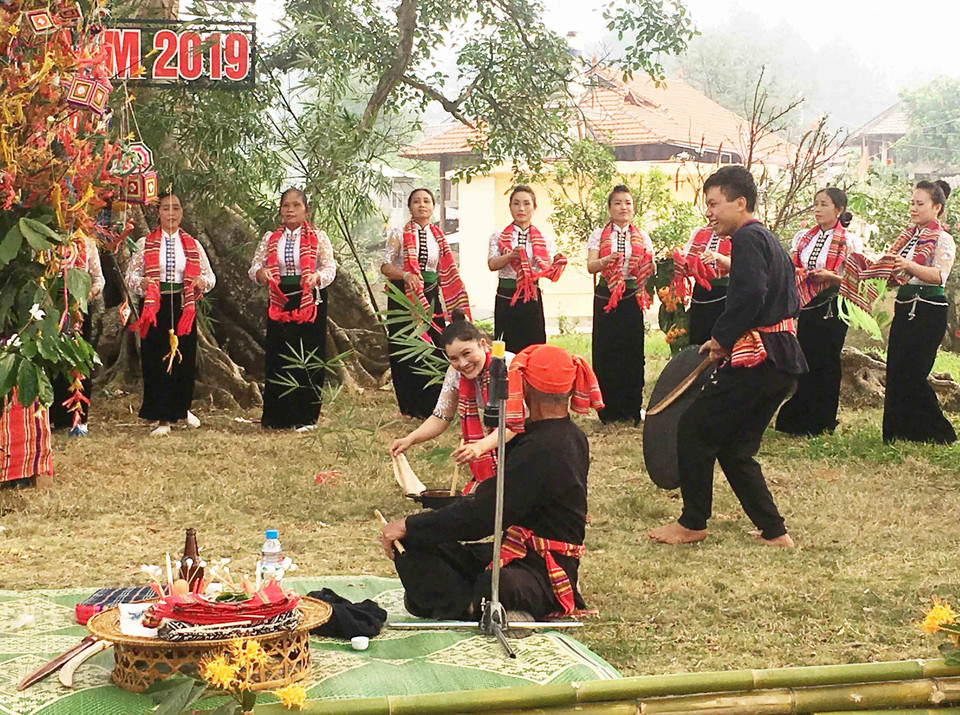 山萝省傣族感恩节上的祈求好运仪式。图自越通社