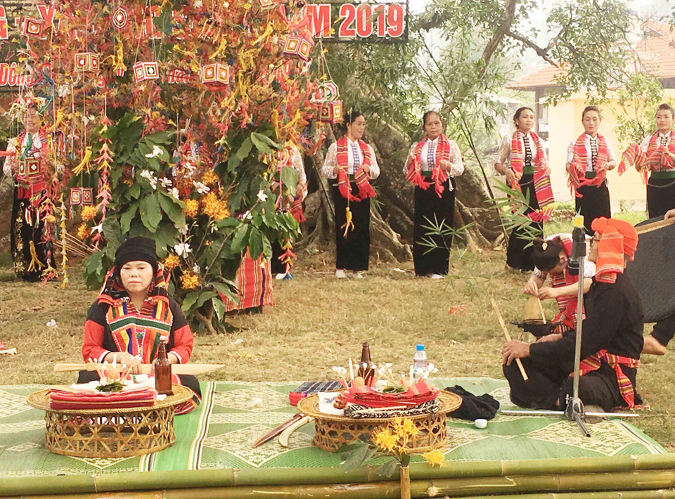 山萝省傣族感恩节上的祈求好运仪式。图自越通社