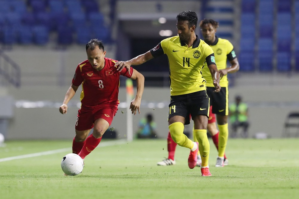 上半场前20分钟，越南队的进攻明显强于马来西亚队。图自越通社