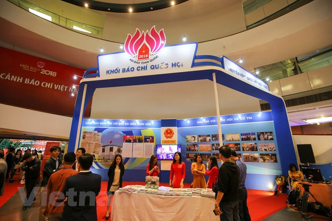 越南国会媒体机构的展位。越通社记者 明山 摄