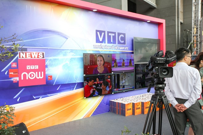 越南国家数码技术电视台（VTC）展位。越通社记者 明山 摄