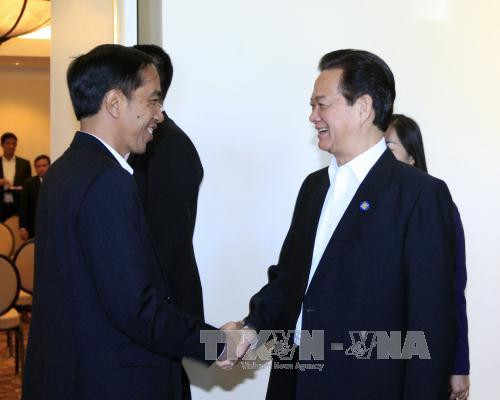  越南政府总理阮晋勇与印尼总统佐科 · 维多多举行了双边会晤。（图片来源：越通社）