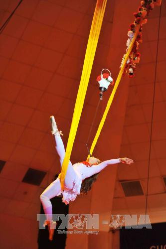 老挝国家杂技团艺术家的表演节目。（图片来源：越通社）