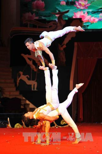 柬埔寨国家杂技团艺术家的表演节目。（图片来源：越通社）