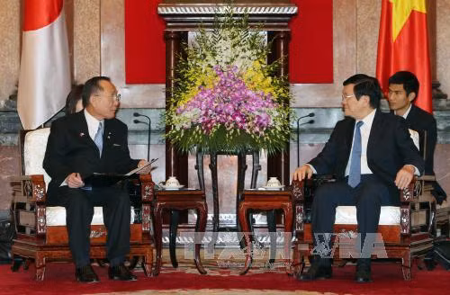 越南国家主席张晋创会见山崎正昭议长（图片来源：越通社）