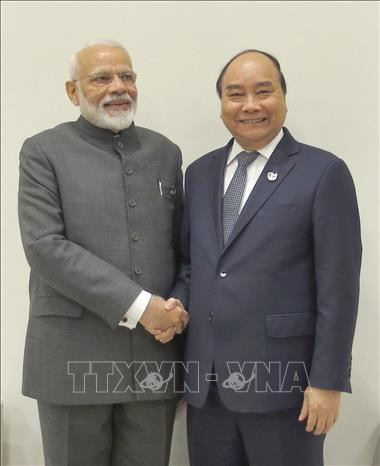 阮春福会见印度总理莫迪。越通社记者 统一 摄