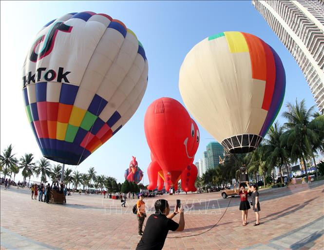 在岘港市东海公园举行的热气球飞行表演。越通社记者 陈黎林 摄