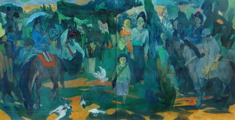 陈辉映画家的“下午边界”油画作品。（图片来源：2015年越南美术展组委会）