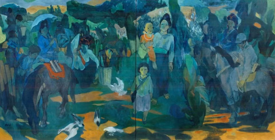 陈辉映画家的“下午边界”油画作品。（图片来源：2015年越南美术展组委会）