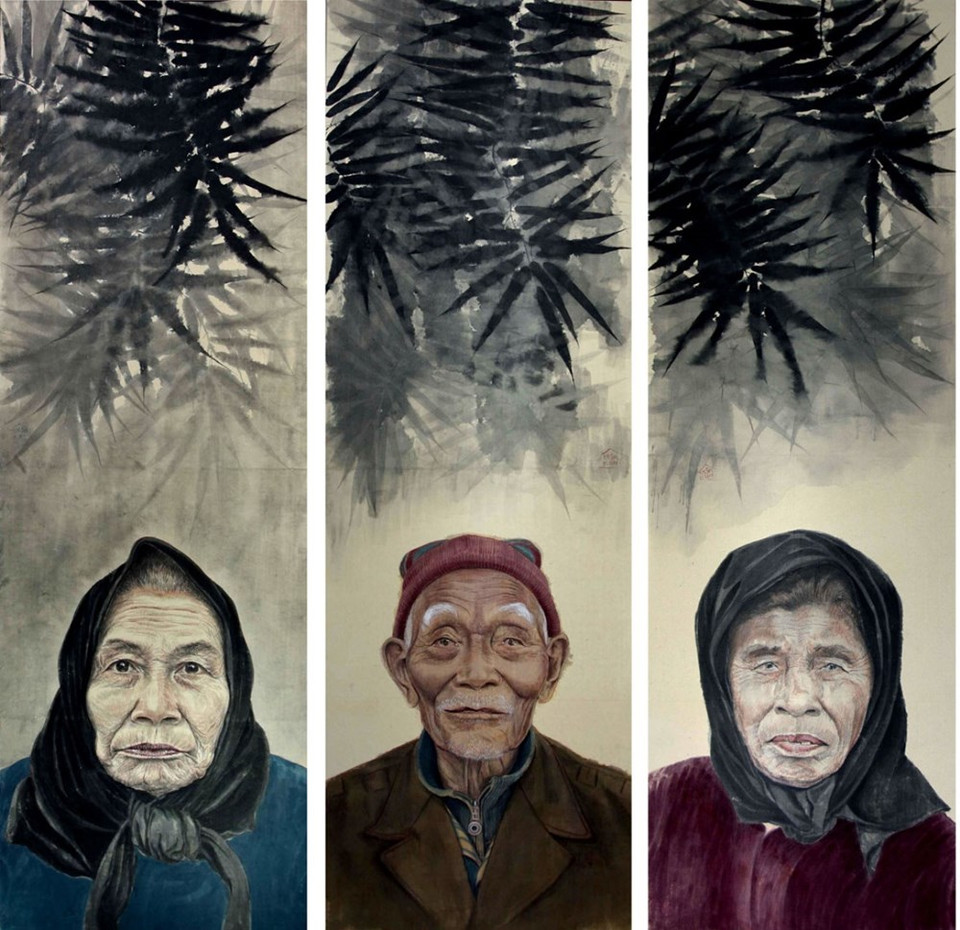 陈黄山作者的“村民”作品。（图片来源：2015年越南美术展组委会）