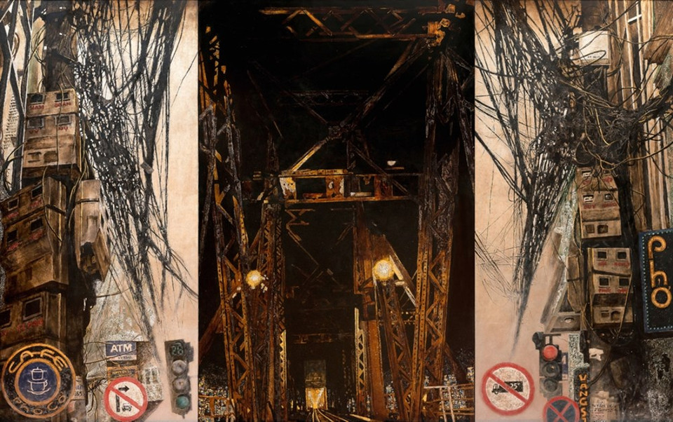 陈俊龙作者的“河内！河内”油画作品。（图片来源：2015年越南美术展组委会）