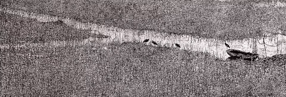 武白莲作者的“冬天”木刻画作品。（图片来源：2015年越南美术展组委会）