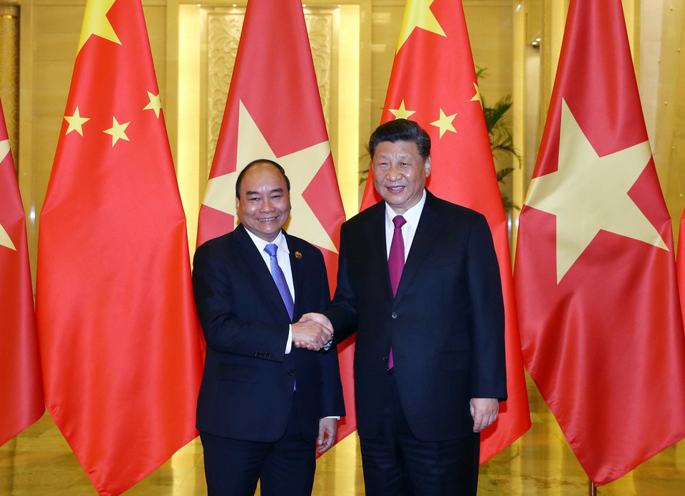 政府总理阮春福会见中共中央总书记、国家主席习近平。越通社记者 统一 摄