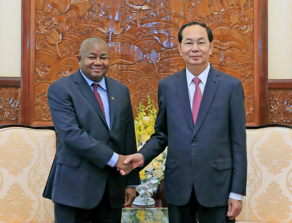 陈大光会见莫桑比克驻越大使莱昂纳多佩内。越通社记者 颜创 摄