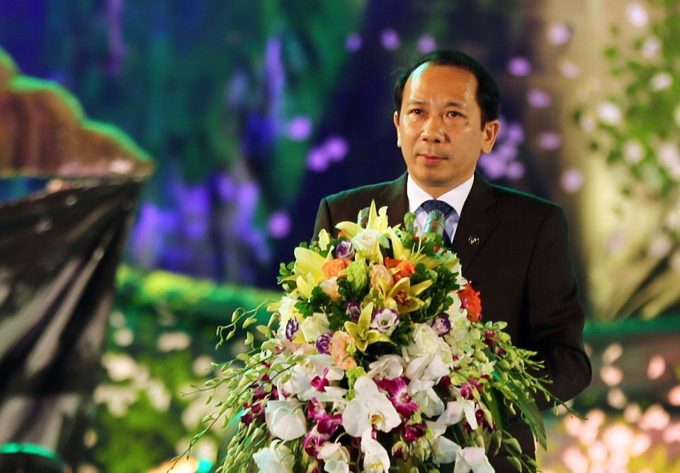 河江省人民委员会副主席陈德贵发表讲话。越通社记者 成达 摄