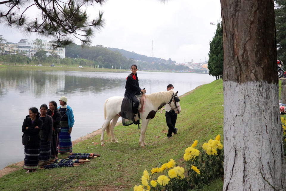 模特上演宝禄丝绸和林同土锦时装秀。图自越通社