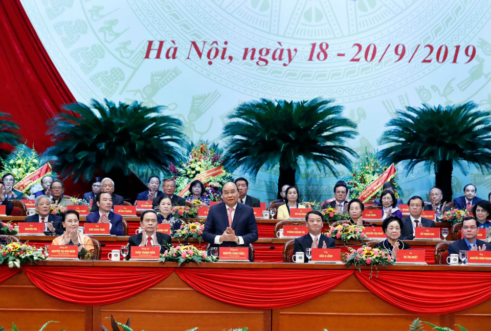 越南政府总理阮春福出席大会并发表讲话。图自越通社