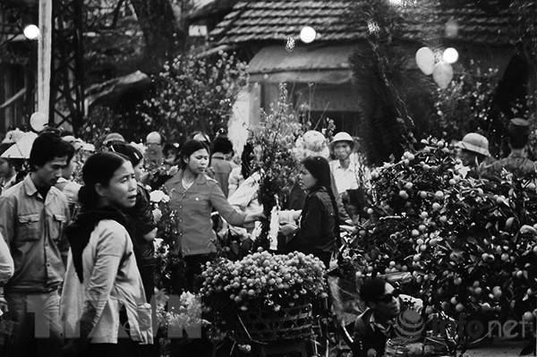 1980年河内春节花卉集市。（图自越通社）