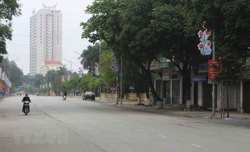 河南省府里市街道很少出现交通工具。（图自越通社）