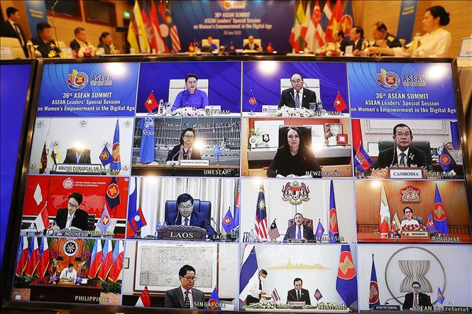 会议以视频形式举行。图自越通社