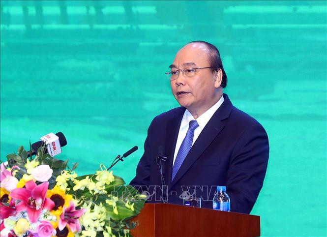 阮春福总理发表讲话。越通社记者 统一 摄