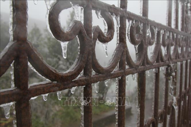 谅山省母山温度零降至2摄氏度，出现冰冻天气。图自越通社