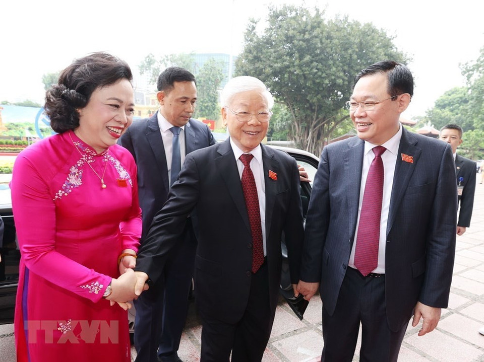 越共中央总书记、国家主席阮富仲出席越共河内市第十七次代表大会开幕式。越通社记者 智勇 摄