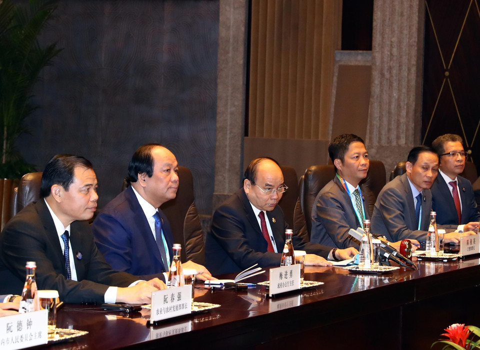 越南政府总理阮春福会见中共中央总书记、国家主席习近平。越通社记者 统一 摄