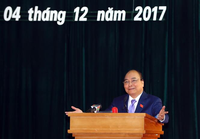 阮春福在会上发表讲话。（图片来源：越通社）