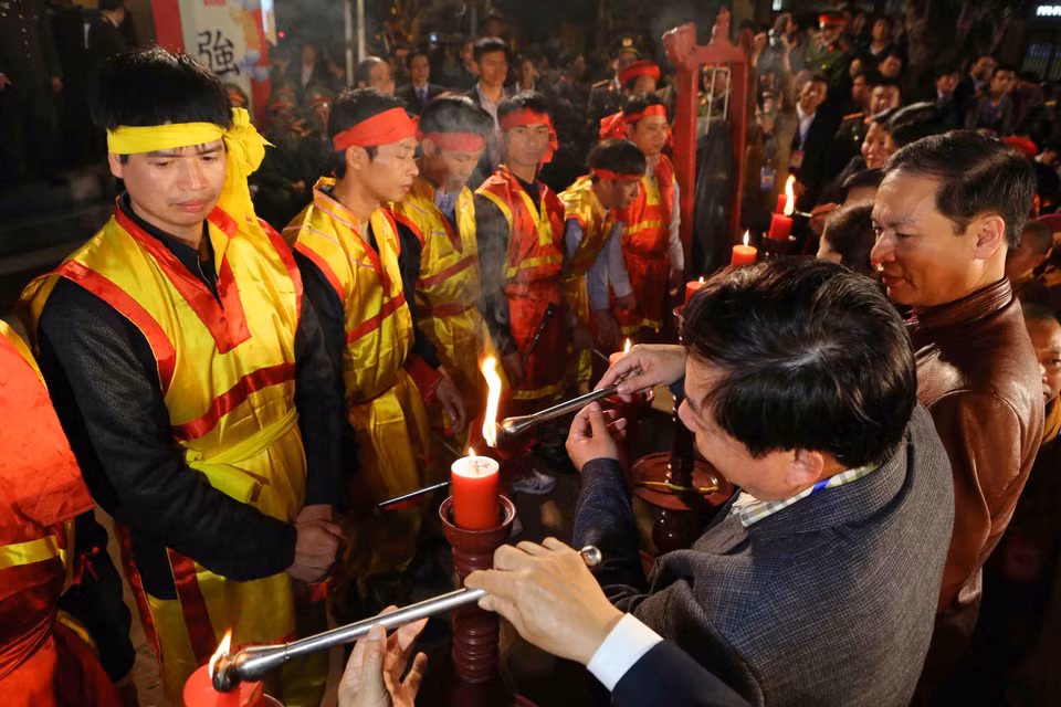 河南省陈祠发粮仪式。（图片来源：越通社）