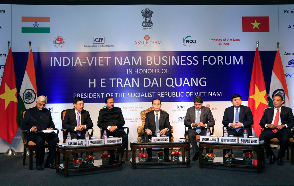 越南国家主席陈大光出席越南-印度企业论坛。越通社记者 彦创 摄