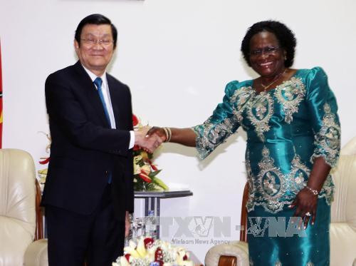  张晋创主席会见莫桑比克议会议长维罗尼卡·马卡莫（Veronica Macamo）。（图片来源：越通社）