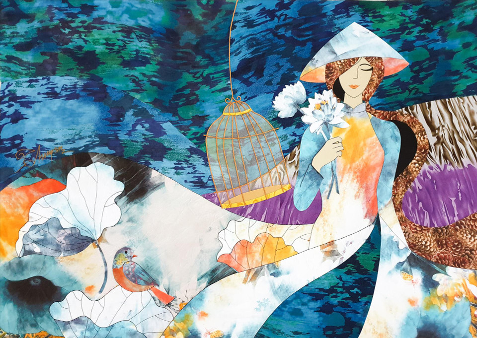 阮秋玄画家《无常之花 》的作品。图自越通社/《越南画报》